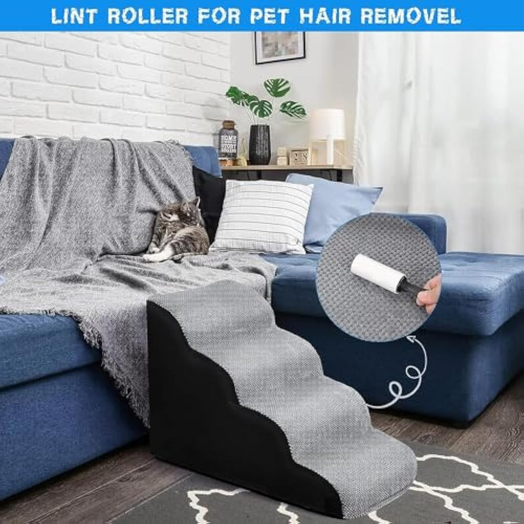 Jolof Store 4-Step Foam Dog Stairs – Non-Slip Pet Ramp for Small Dogs