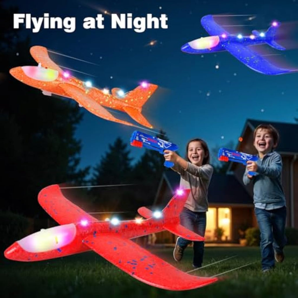 Airplane Launcher Toy | 3 Pack LED Foam Glider Planes