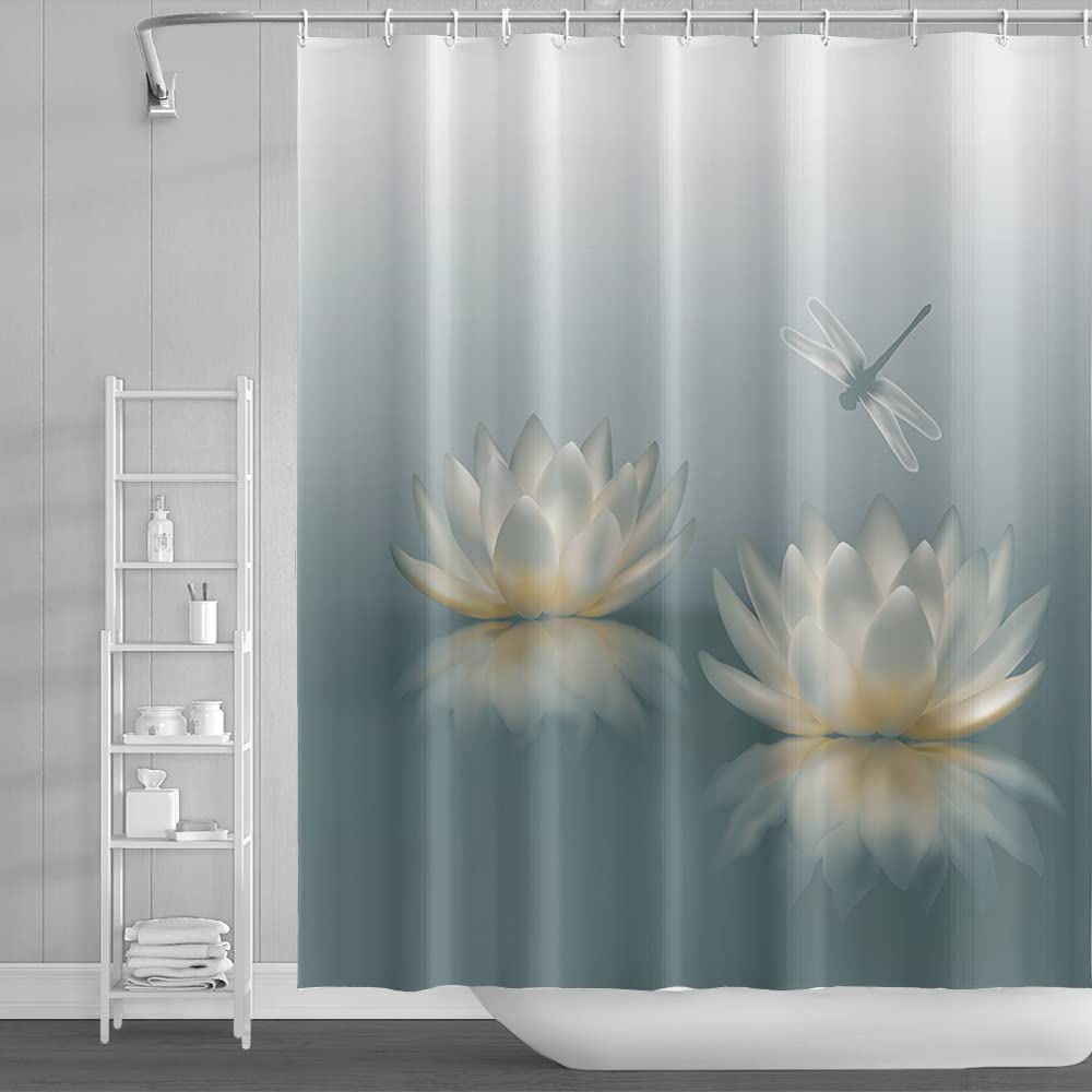 SDOTPMT Lotus Flower Shower Curtain – Zen Spa Waterproof Polyester Fabric