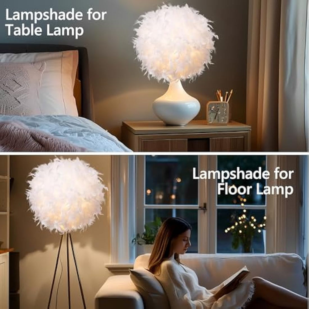 Waneway White Feather Lamp Shade | 50cm Ceiling & Table Lightshade