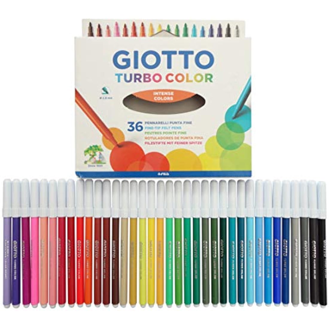 Giotto Turbo Colour Felt Tip Fibre Pens – 36 Pack Fine Tip Art Markers