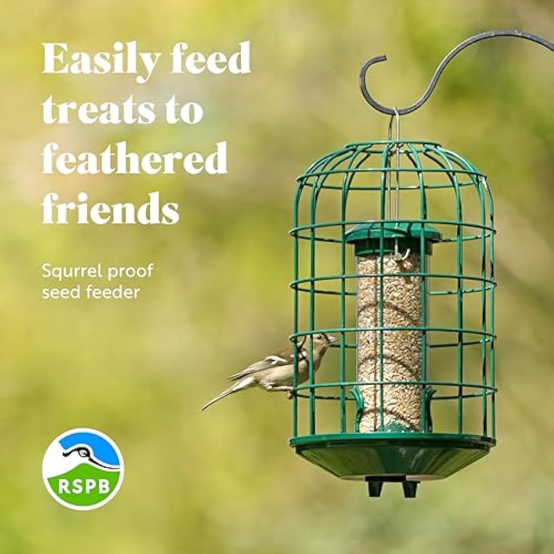 RSPB Squirrel Proof Bird Seed Feeder – Durable Hanging Aluminium