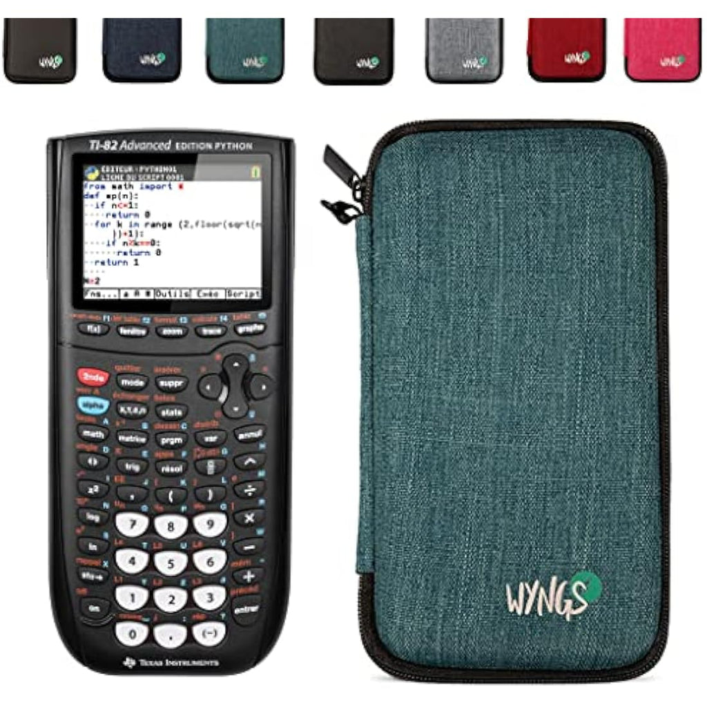 TI-82 Advanced Python Graphing Calculator Set with WYNGS Case – Turquoise