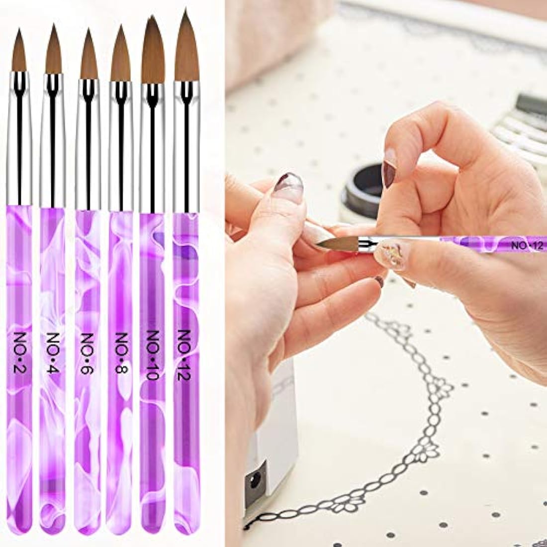 Makartt 6-Piece Nail Art Brush Set | UV Gel & Acrylic Builder Brushes