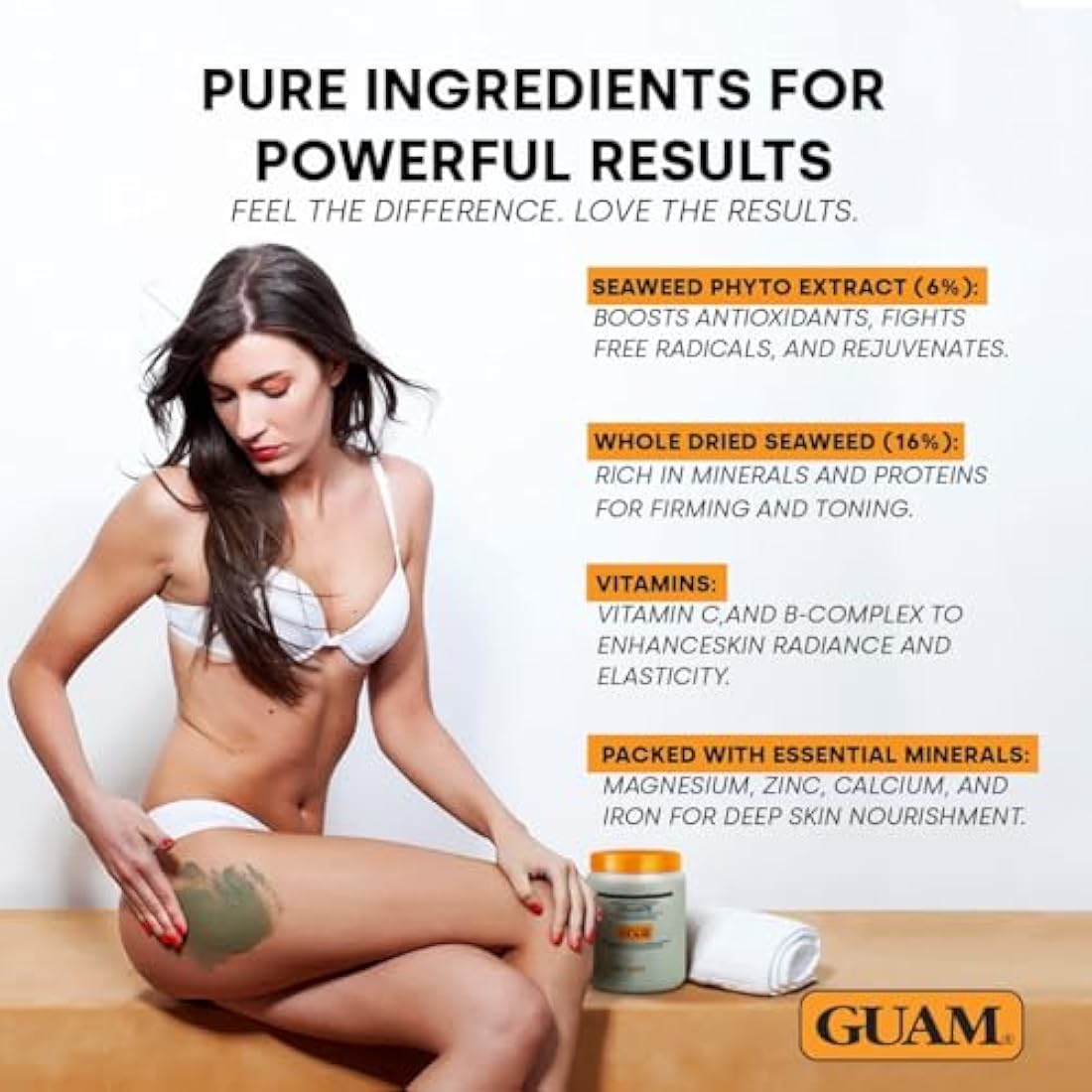 GUAM Seaweed Mud Anti-Cellulite Treatment – Hot Body Mask for Legs, 500g