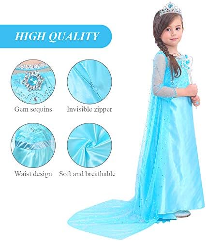Jolof Store Girls Princess Costume - Deluxe Fancy Dress with Accessories