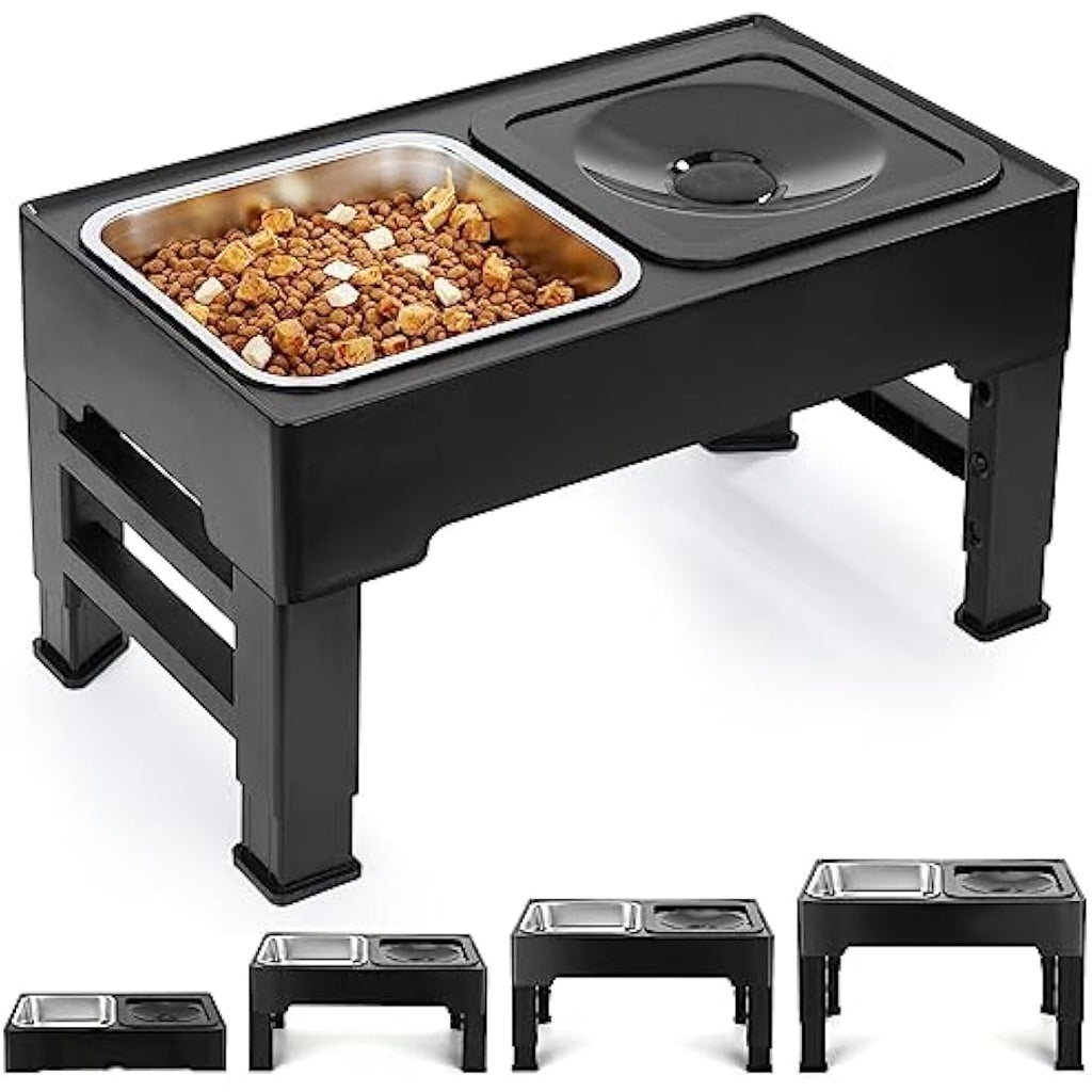 PETTOM Raised Dog Bowl | 4 Height Adjustable Elevated Stainless Steel Feeder