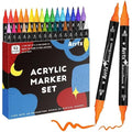 Arrtx 32 Colors Acrylic Paint Pens | Dual Tip Brush & Fine Markers