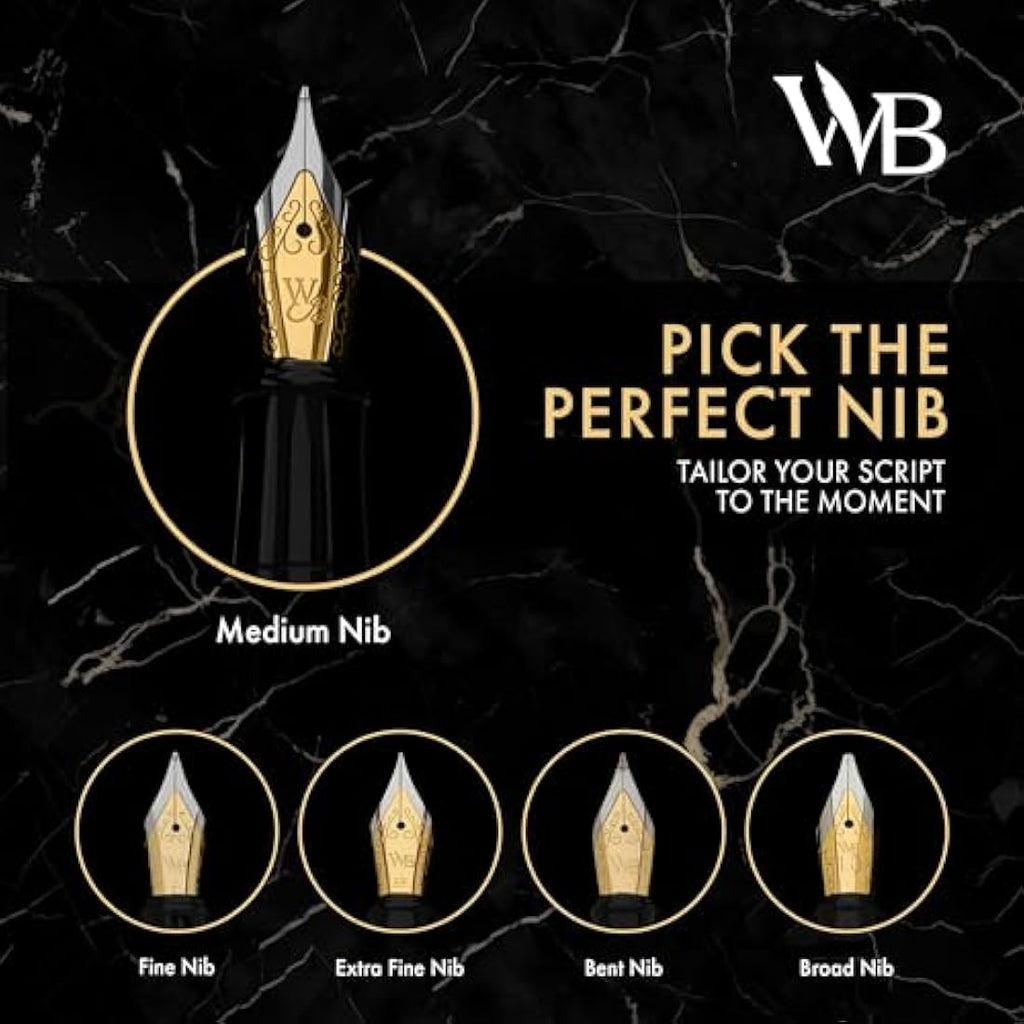 Wordsworth & Black Fountain Pen Set | 18K Gilded Broad Nib - Crimson Red