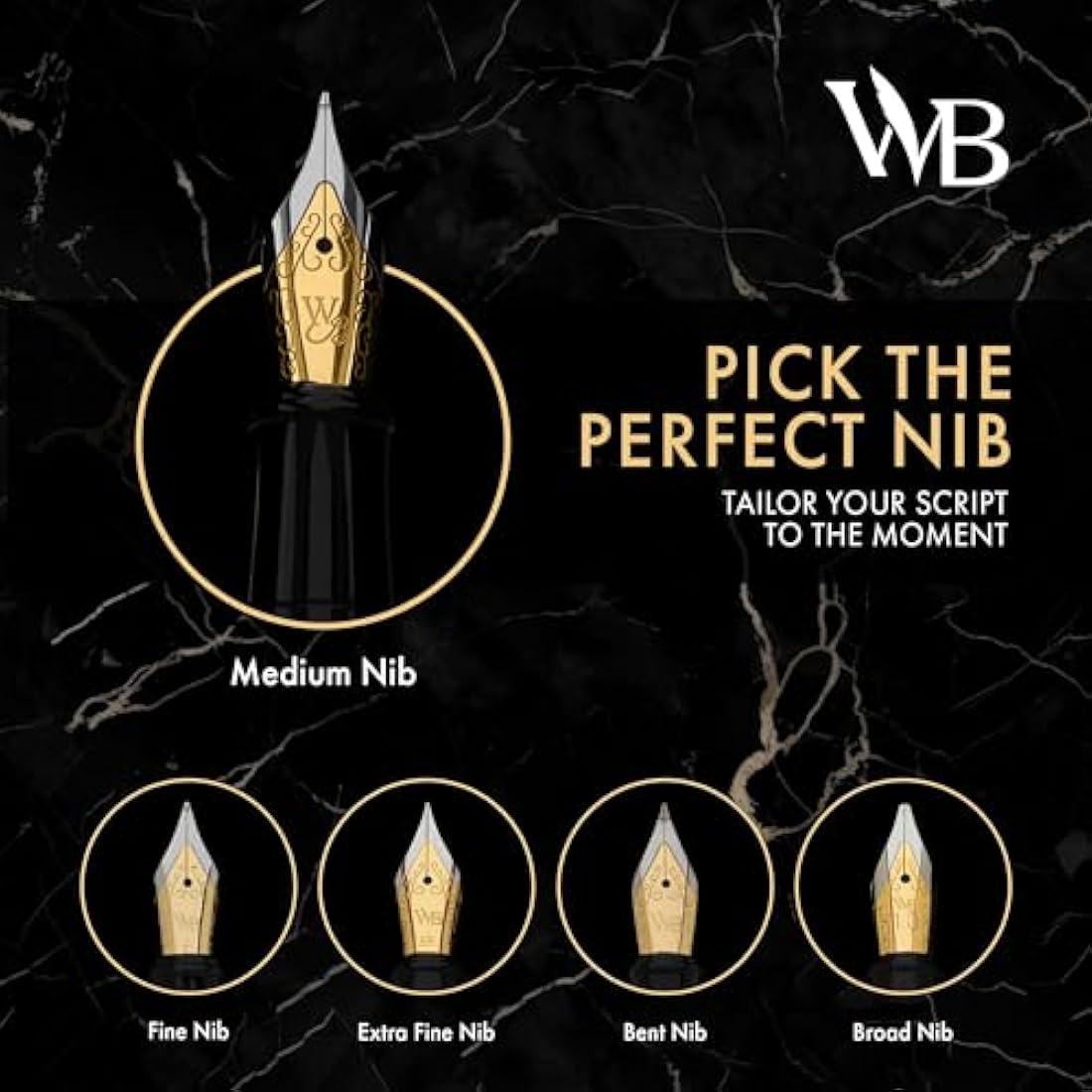 Wordsworth & Black Fountain Pen Set - 18K Gilded Nib - White Rose Gold