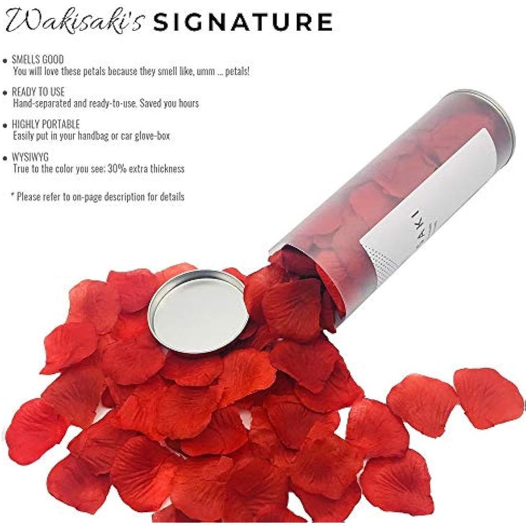 WAKISAKI Dark Red Artificial Rose Petals - Deodorized & Ready-to-Use (1000 CT)