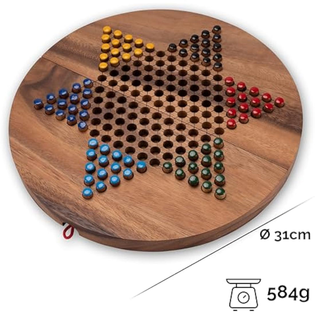 Stern Halma – Klappbares Chinese Checkers aus Samena-Holz