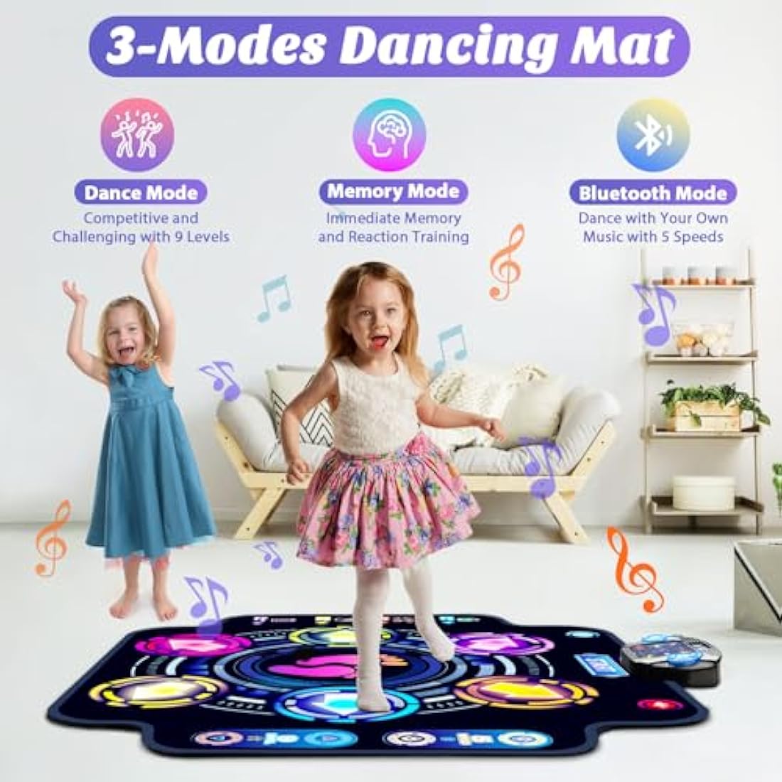 KIZJORYA Bluetooth Dance Mat for Kids - Electronic Light-up Dance Pad
