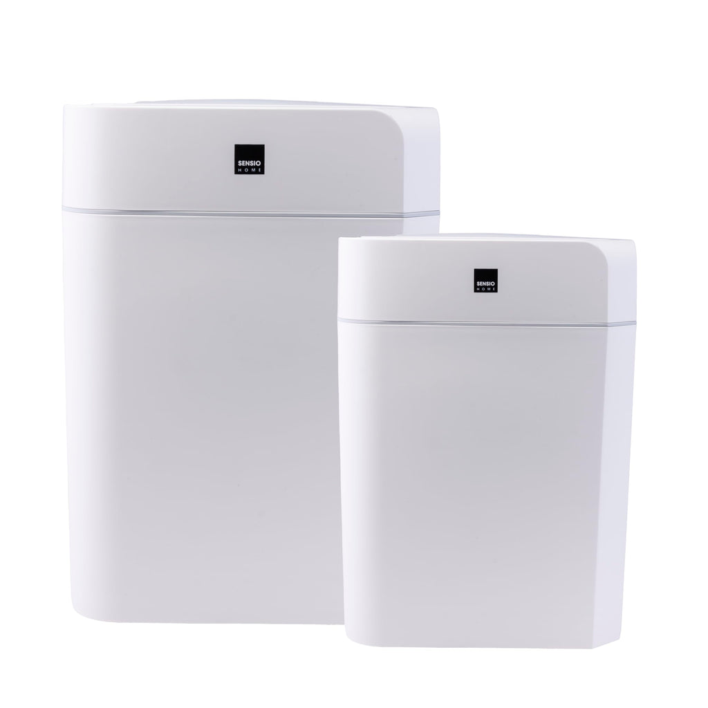 Sensio Home 2-Pack Waterproof Motion Sensor Trash Cans (12L & 16L) - White