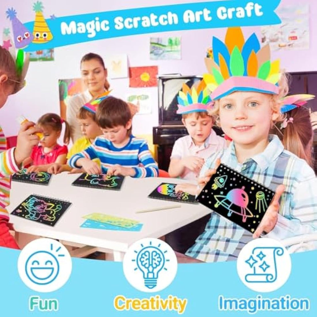 ZMLM Scratch Art Party Bag Fillers - 48 Pack Rainbow Craft Kits for Kids