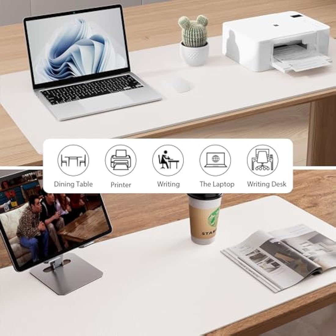 Jolof Store Leather Desk Mat – Non-Slip Waterproof Office Pad, Off-White