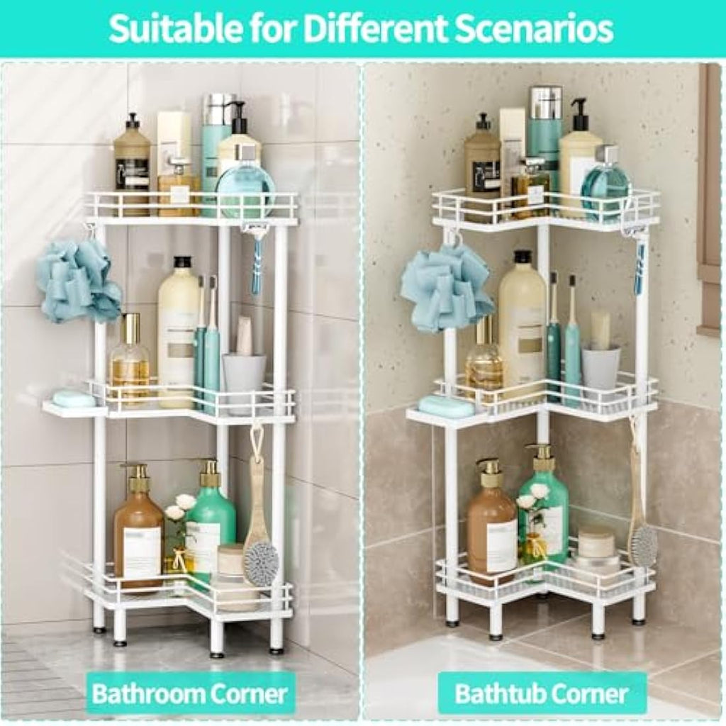 HapiRm 3-Tier Corner Shower Caddy | Stainless Steel Freestanding Storage