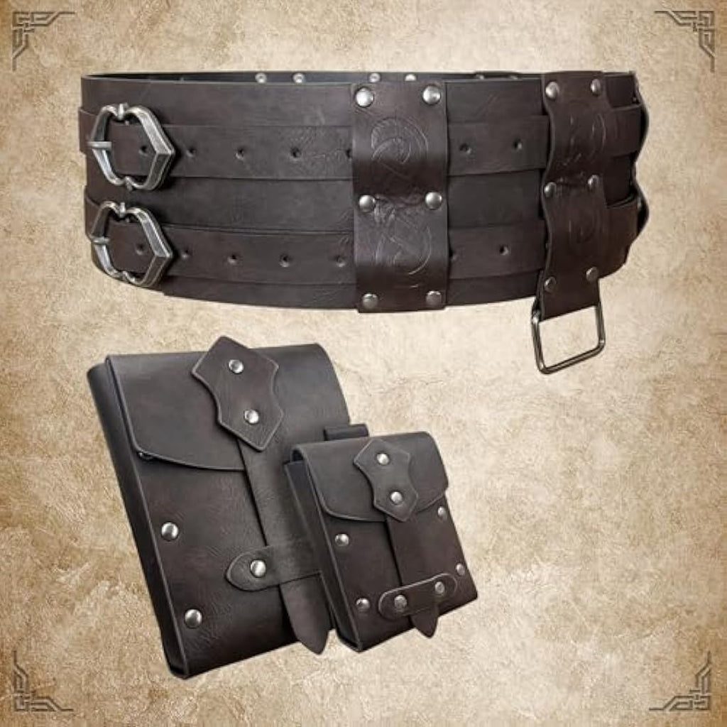 EpicCos Medieval Renaissance 3-Piece Belt and Fanny Pack Set – Brown