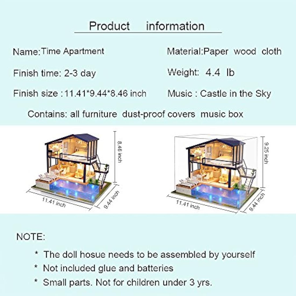 Spilay DIY Miniature Dollhouse Kit: 1:24 Wooden Model with Music Box