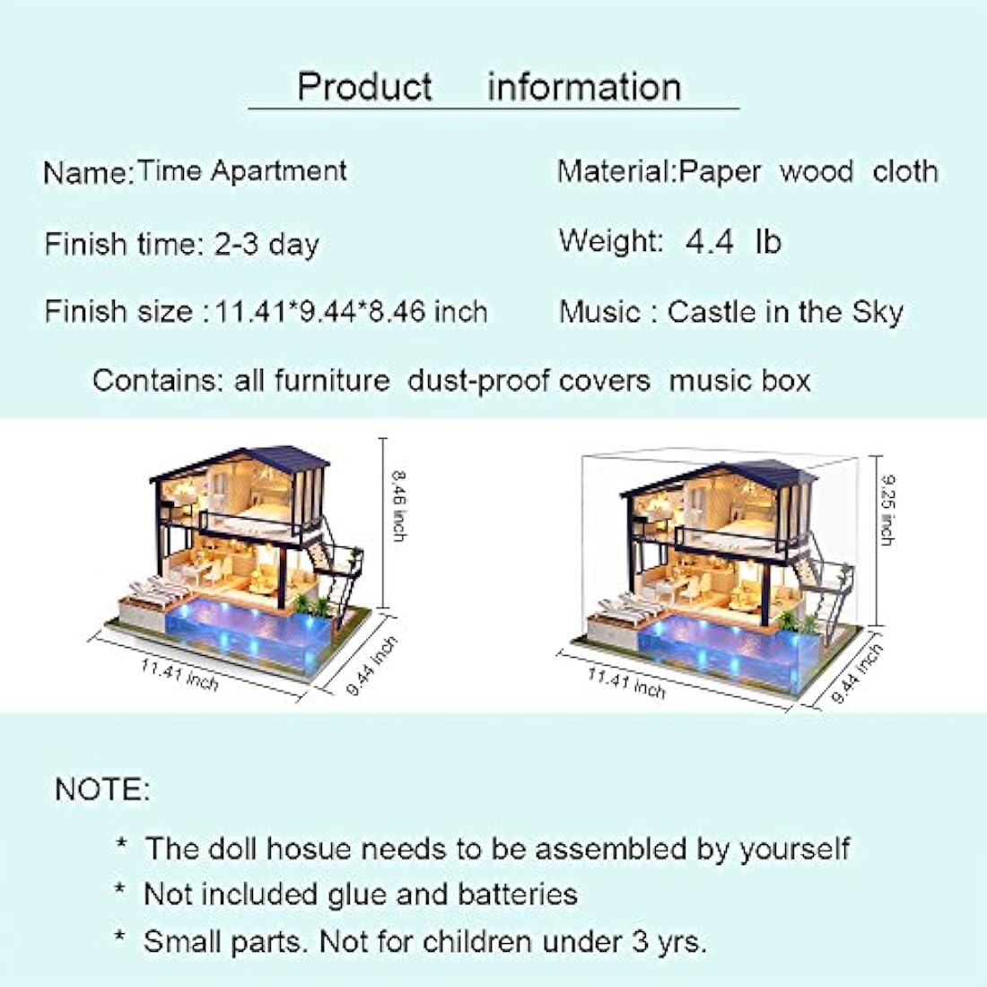 Spilay DIY Miniature Dollhouse Kit: 1:24 Wooden Model with Music Box