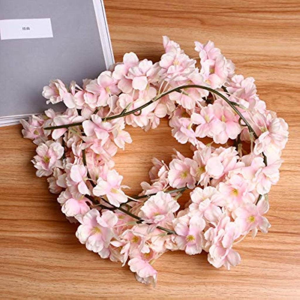Honfitat White Silk Cherry Blossom Hanging Vine Garland - 1 Pack