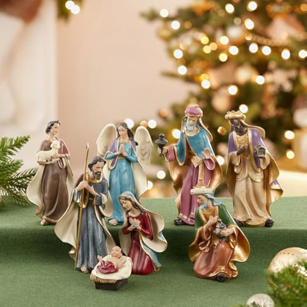 Kurt Adler 8-Piece Resin Nativity Figurine Set | 6.25-Inch Holiday Decor