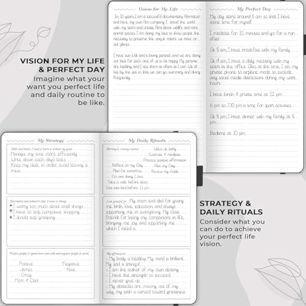 GoGirl Undated Pocket Weekly Planner – Eco-Leather Goal Organizer, Black