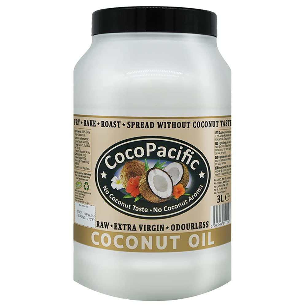 CocoPacific Raw Extra Virgin Odourless Coconut Oil - 3L Cold Pressed