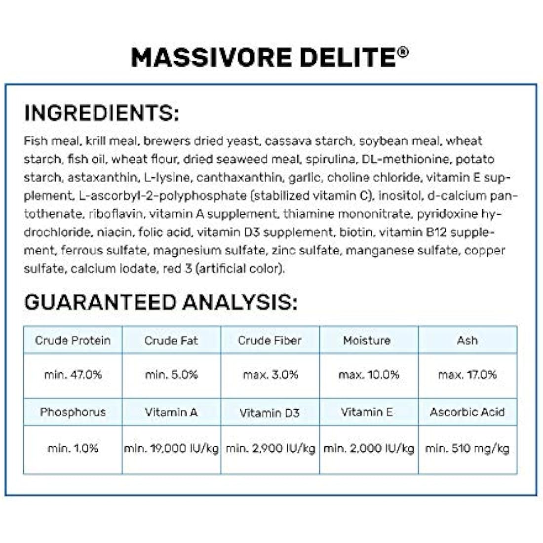 Hikari Massivore Delite Carnivorous Fish Food - 13.4 oz Pellets