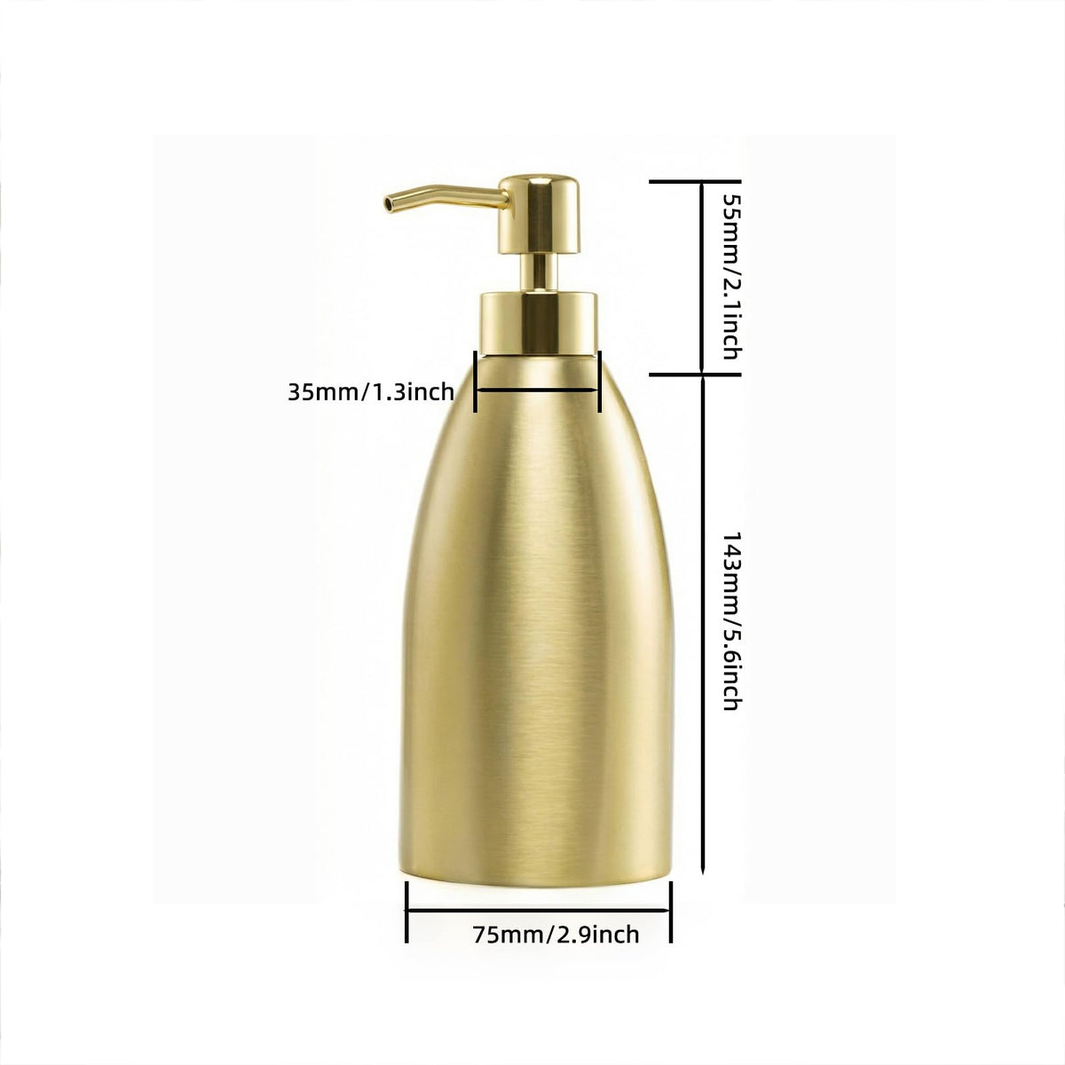 Emarful 304 Stainless Steel Soap Dispenser 16oz Rust-Proof Liquid Soap Pump Bottle for Kitchen or Bathroom Countertop Hand Dish Lotion Leak-Proof - image 3