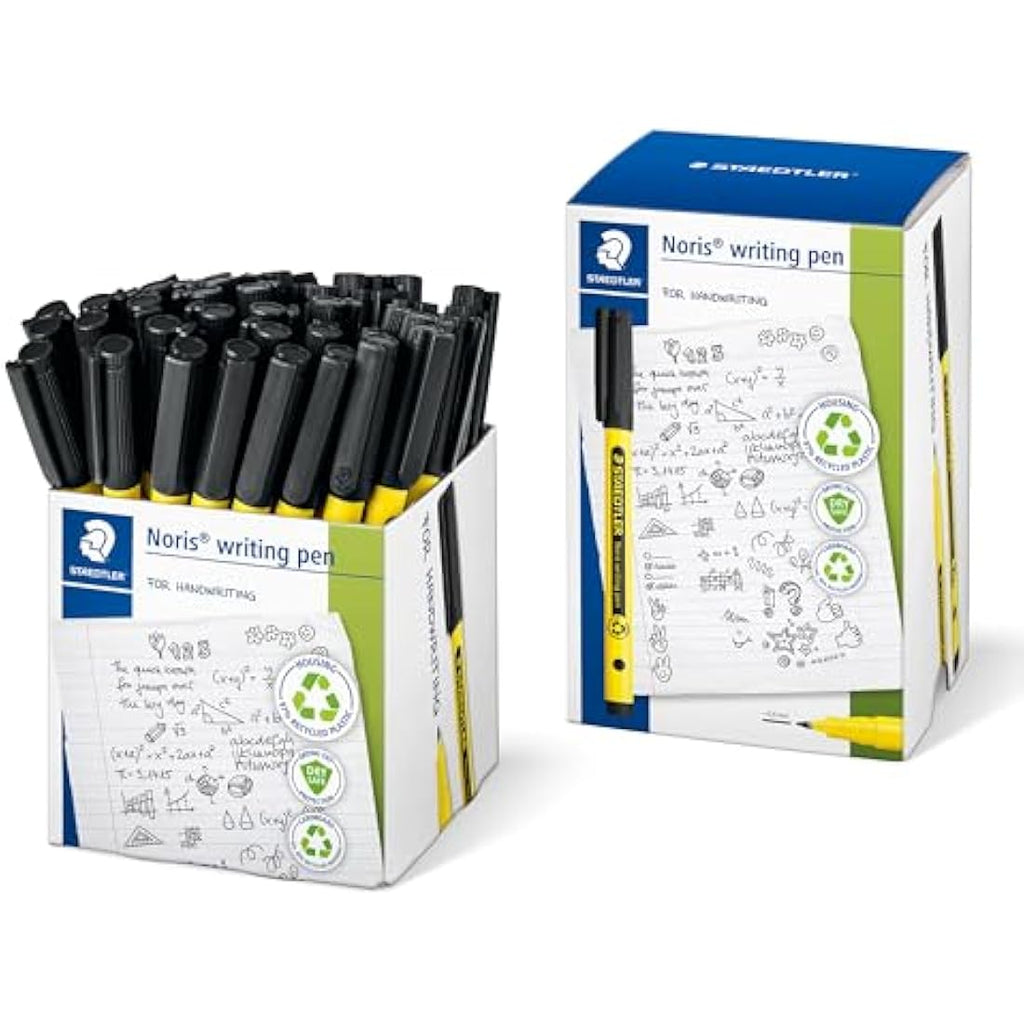 Staedtler Noris Handwriting Pens - Black Ink, Bulk Tub of 50 Pens