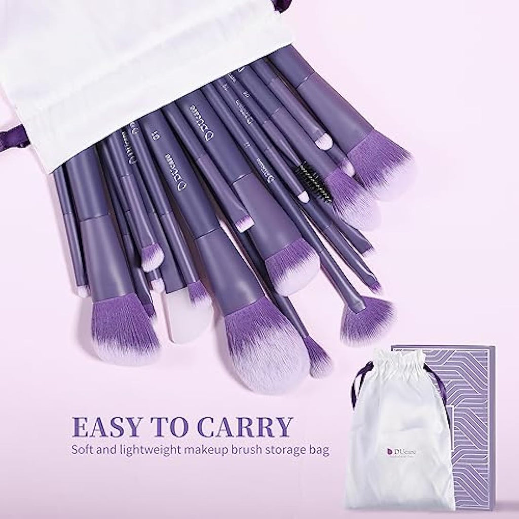 DUcare 20pcs Professional Makeup Brushes Set with Bag - Purple