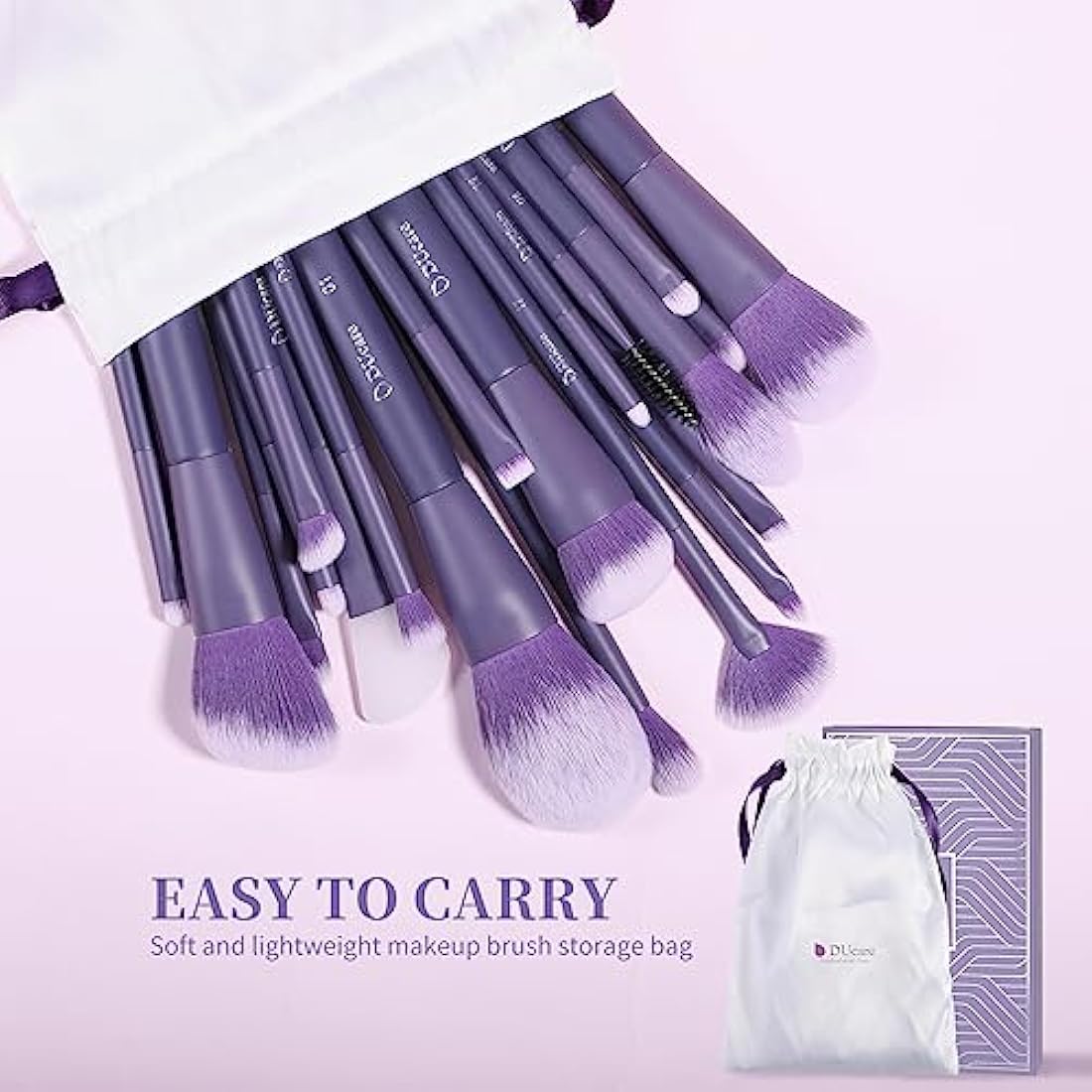 DUcare 20pcs Professional Makeup Brushes Set with Bag - Purple