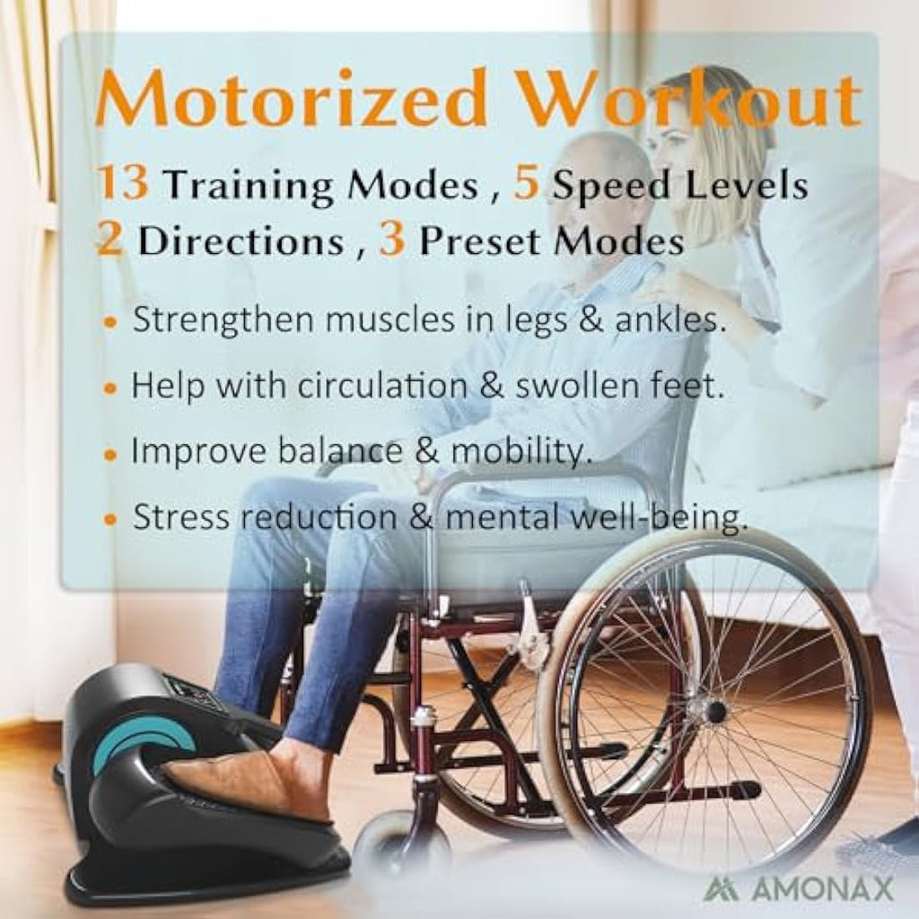 Amonax Electric Seated Pedal Exerciser | Under Desk Elliptical for Seniors