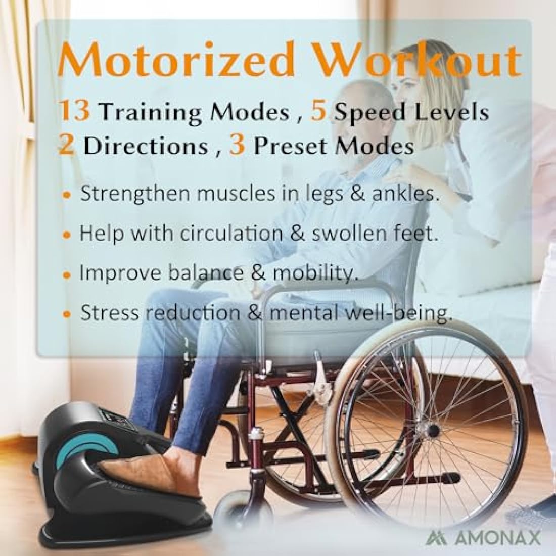Amonax Electric Seated Pedal Exerciser | Under Desk Elliptical for Seniors