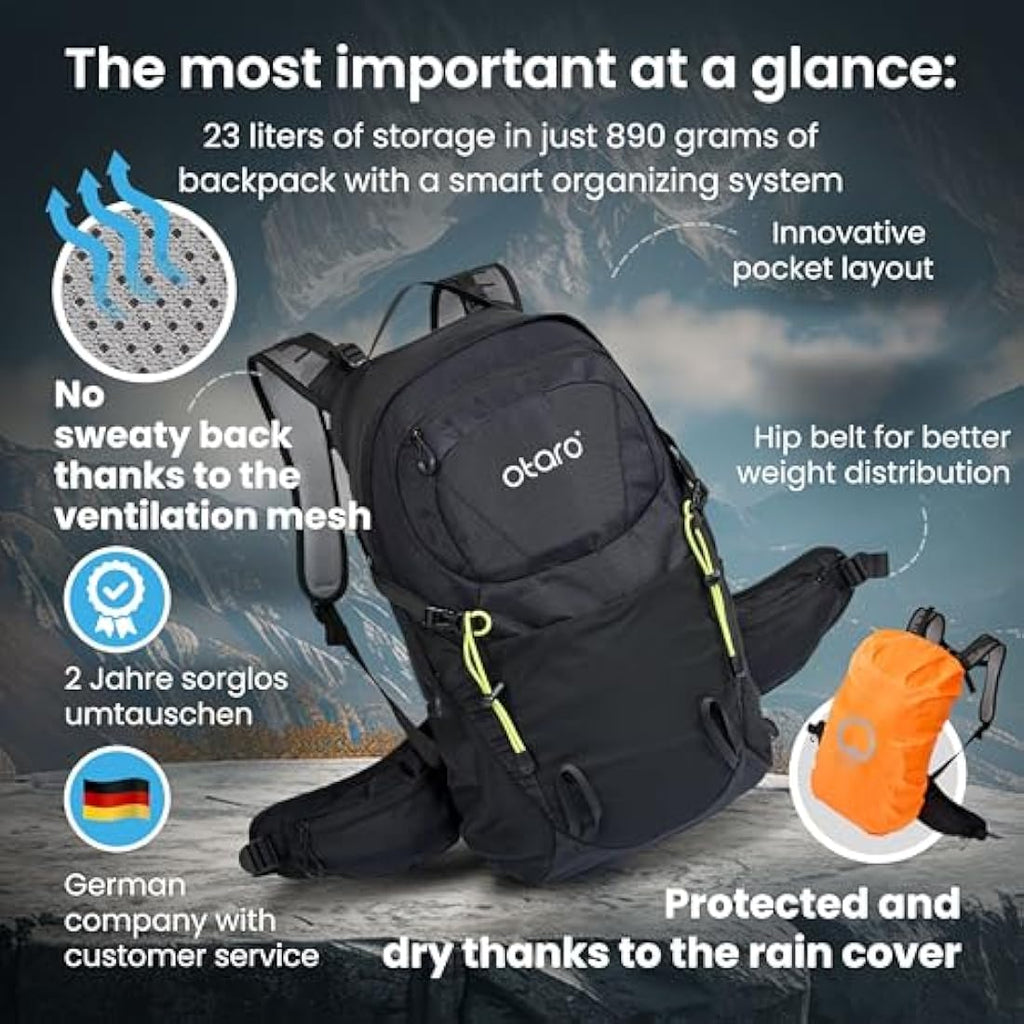Otaro 20L Hiking Backpack – Ventilated Trekking Daypack with Rain Cover