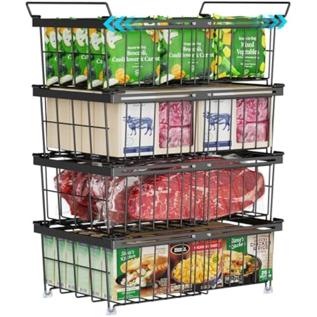iSPECLE Chest Freezer Baskets | 4 Pack Expandable Wire Organizers