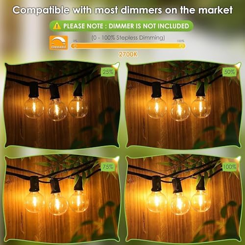 Svater 100FT Outdoor String Lights | 52 G40 LED Waterproof Festoon Lights
