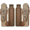 Craft Trade Pure Copper Water Bottle Set of 2 - 1L Leak Proof Black