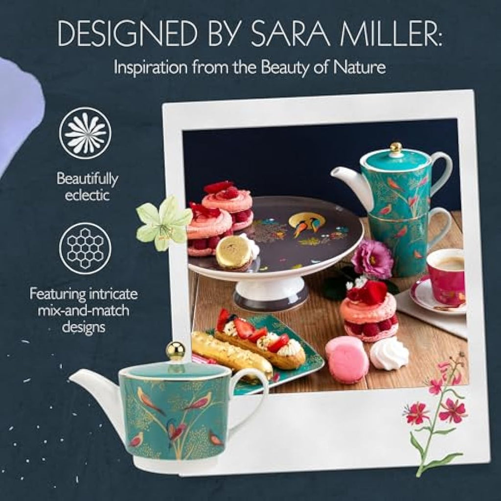 Sara Miller Chelsea Tea for One - Green Fine China with 22ct Gold