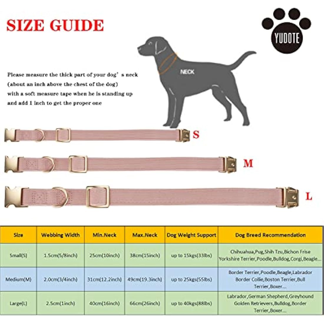 YUDOTE Soft Cotton Corduroy Dog Collar for Sensitive Skin - Dusty Pink