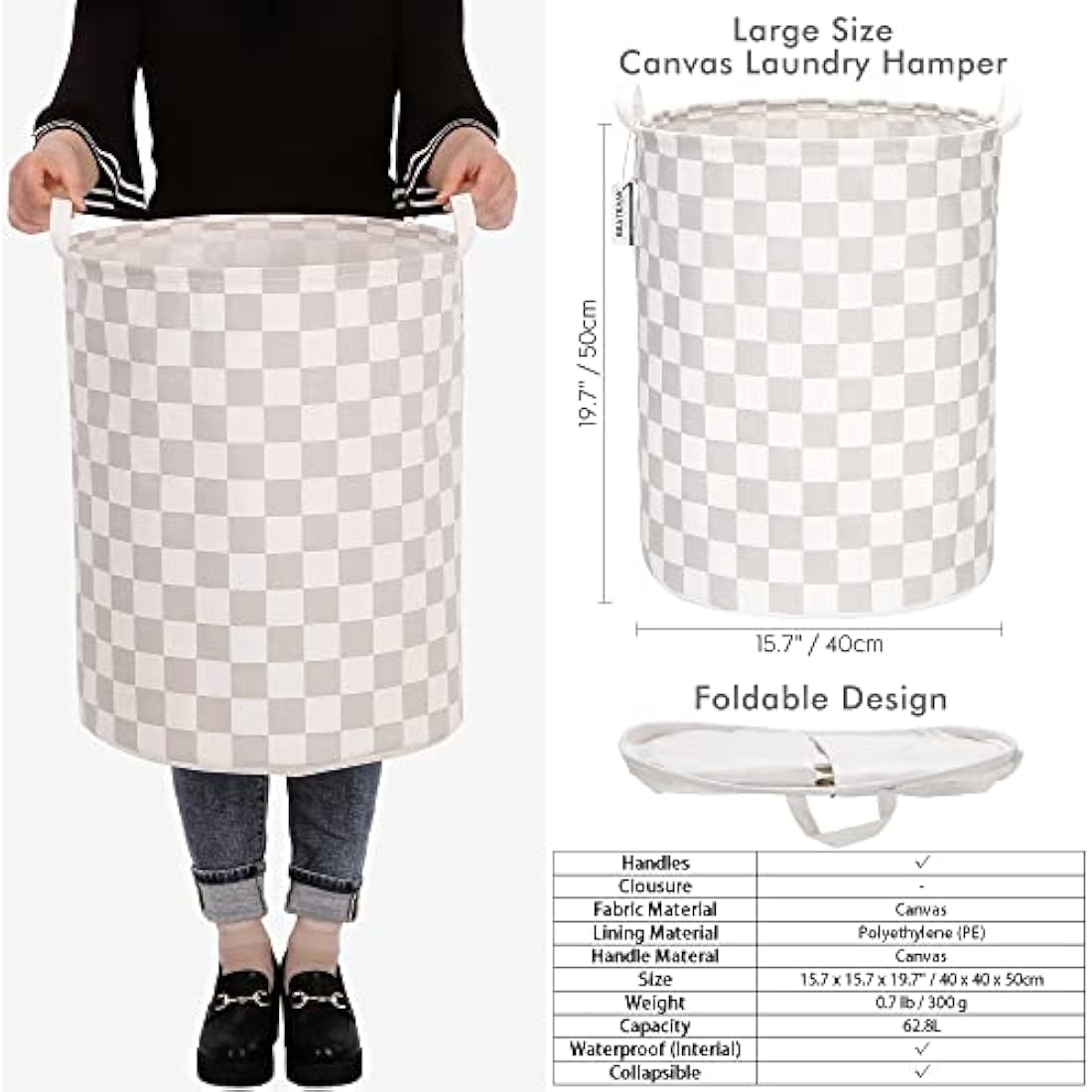 Waterproof Ramie Cotton Laundry Hamper – Large Folding Basket