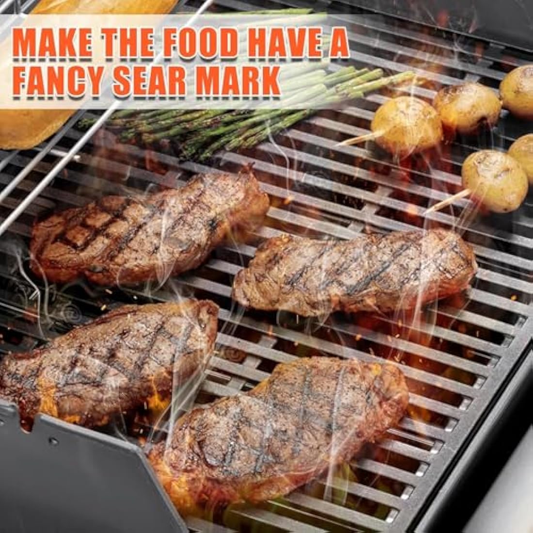 GFTIME Cast Iron Grill Grates for Weber Spirit 300 Series, 44.5 x 30.3cm