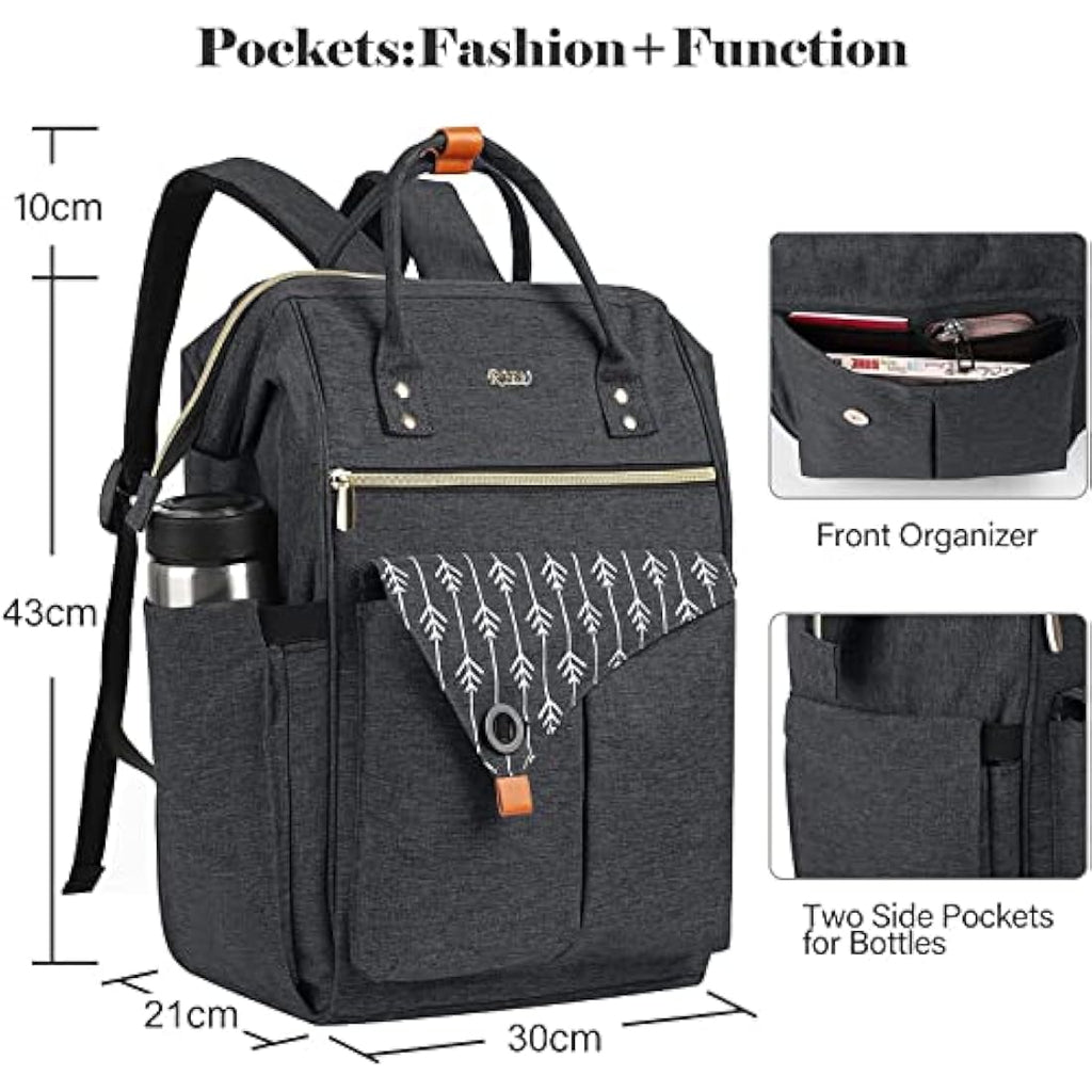 RJEU Laptop Backpack – 15.6 Inch Waterproof Anti-Theft Travel Bag, Black