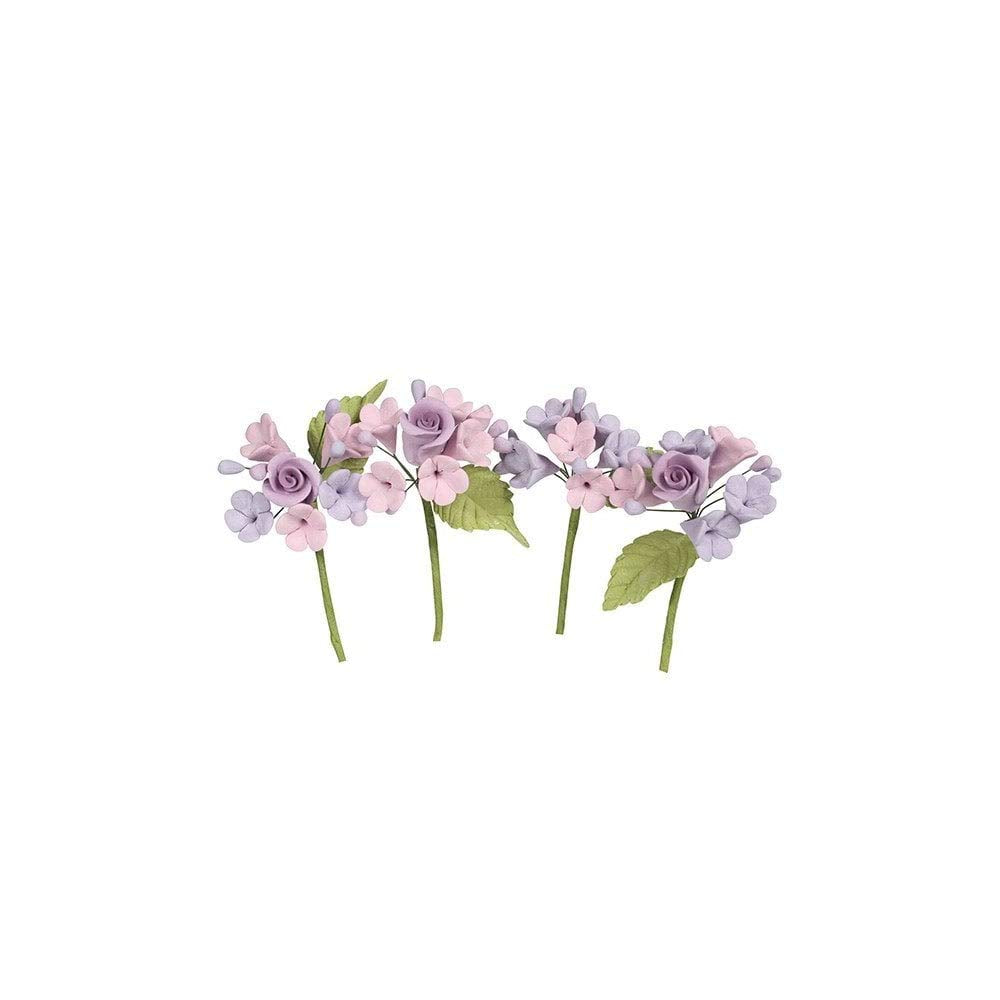 House of Cake Mini Rose Spray - Pink Floral Cake Decoration, 4 Piece Set