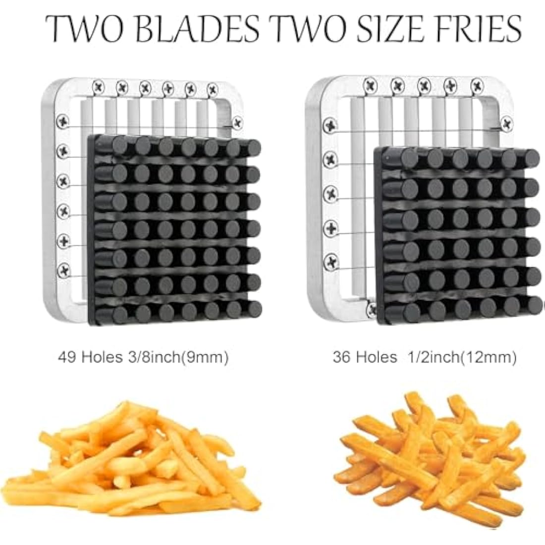 Canirologas Stainless Steel French Fry Cutter – Potato Chipper with 2 Blades