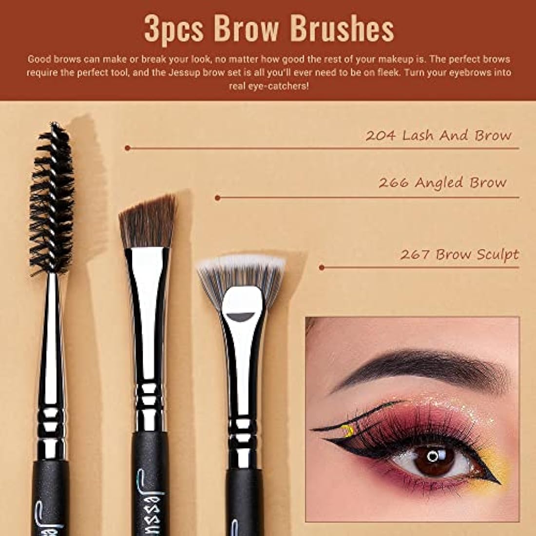 Jessup 28pcs Eye Makeup Brushes Set - Professional Synthetic Black T341