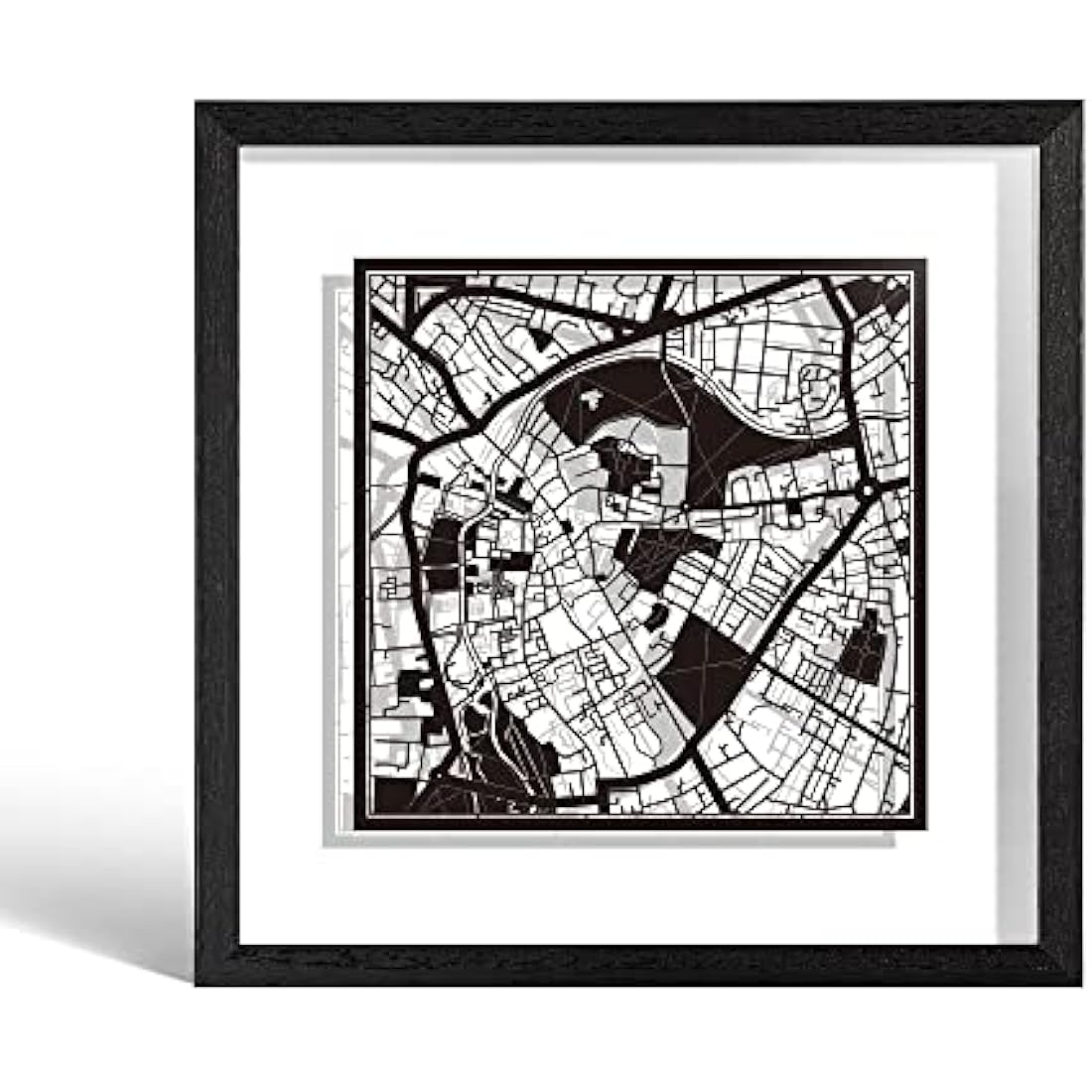 Cambridge Paper Cut Map Art - O3 Design Studio Framed Wall Decor