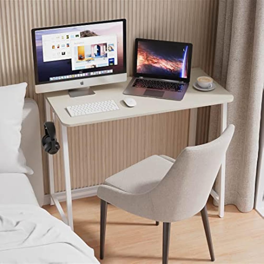 Folding Desk – 80cm Small Space Saving Computer Table, Oak