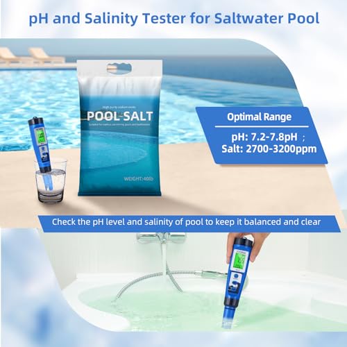 YINMIK 5-in-1 Digital pH Salt Tester | TDS EC Temp Meter for Pool & Spa